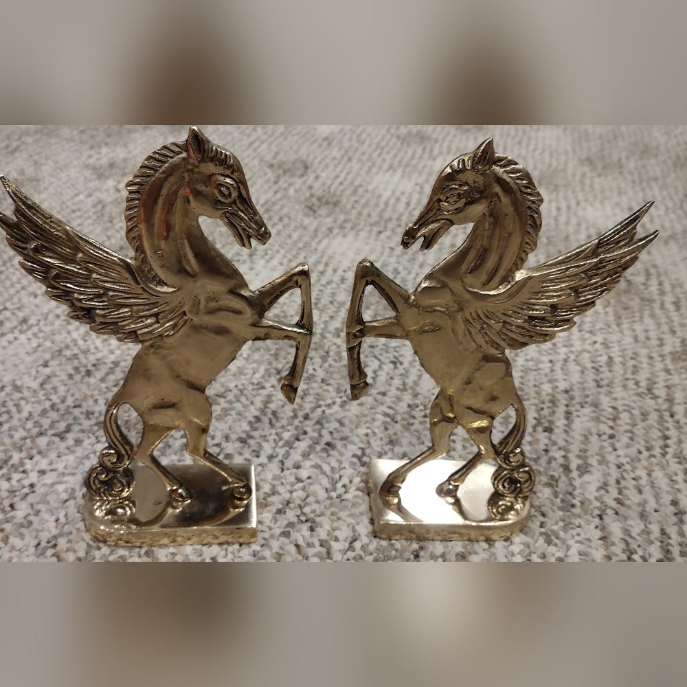 Brass Pegasus Bookends, 1970s